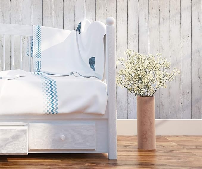 CiCiwind 82Ft×17.7In White Grey Wallpaper Wood Peel and Stick Wall Paper - Image 7