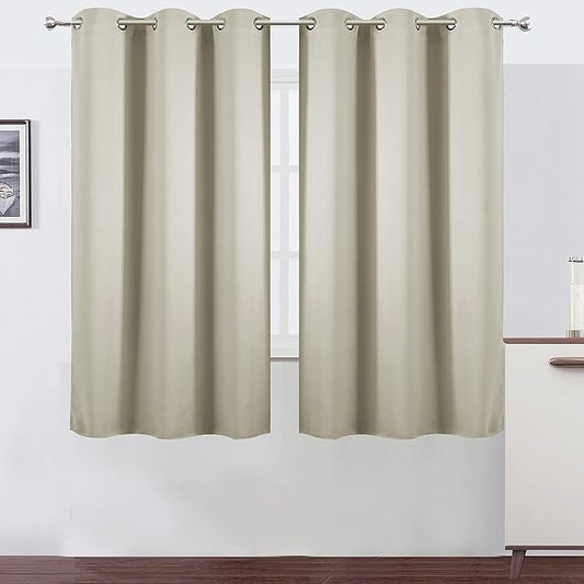 LEMOMO Light Beige Blackout Curtains 40 x 63 Inch Length/Set of 2 Curtain by Lemomo