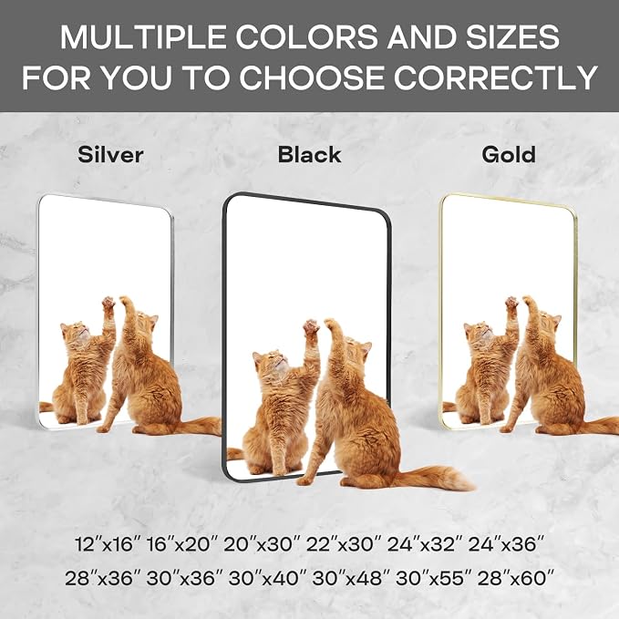 Black Metal Framed Bathroom Mirror - Image 6