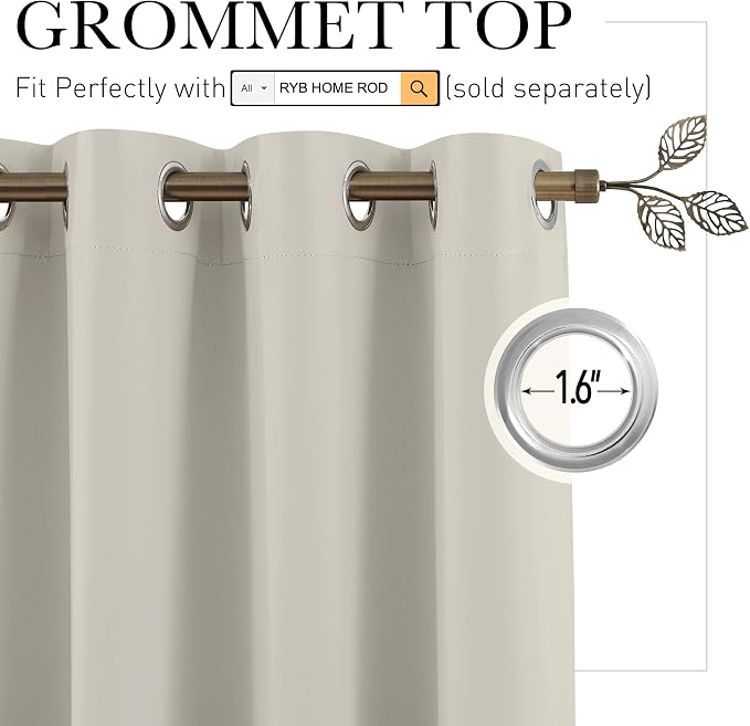 RYB Home Blackout Room Divider Curtain, Soundproof Privacy Screen Curtains - Image 2