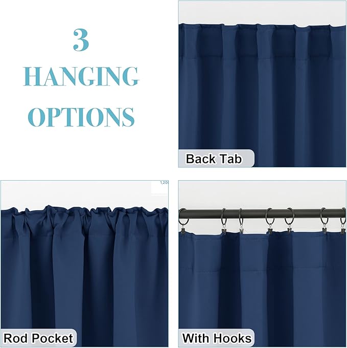 RYB HOME Blackout Curtains for Living Room, Back Tab & Rod Pocket Top - Image 5