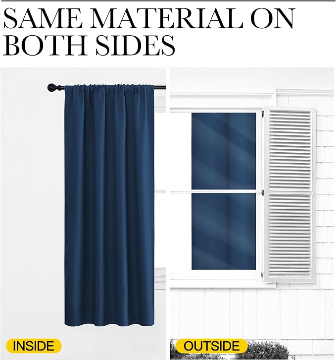 NICETOWN Blackout Curtains for Bedroom, Moroccan Blue, 1 Pair, 42 by 45-inch - Image 5