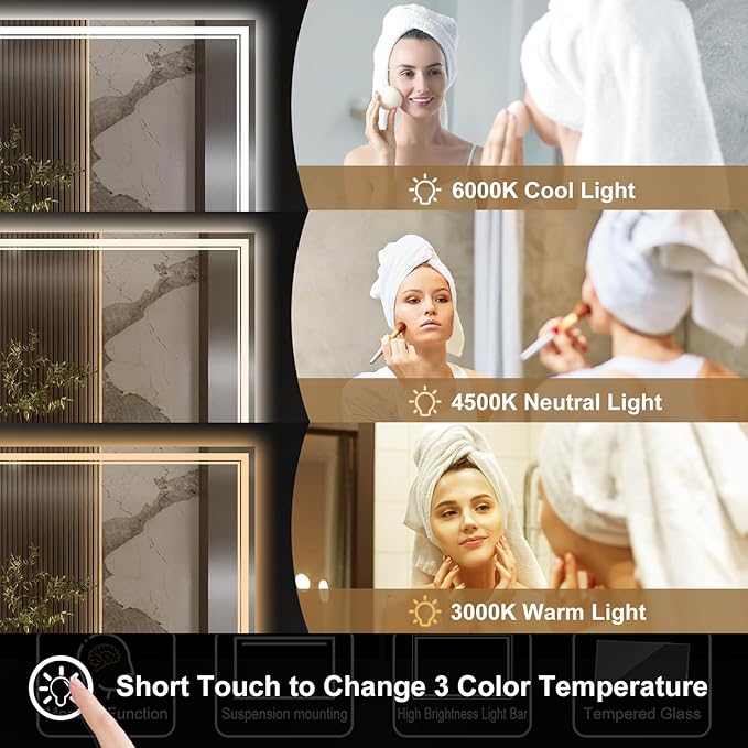 Ratsamee 40x32 Inch LED Bathroom Mirror - Image 4