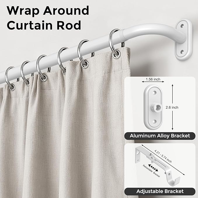 Curtain Rods 36-120 Inch, 1 Inch Adjustable Long Heavy Duty Room Darkening - Image 2