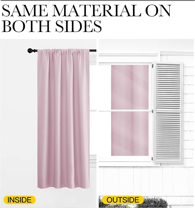 NICETOWN Kitchen Curtains, Baby Pink, Short Blackout Curtains & Drapes - Image 5