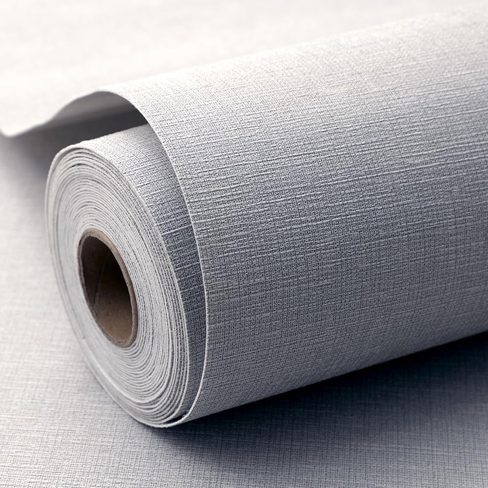 Gray Woven Fabric Peel and Stick Wallpaper Subtle Linen Texture Grasscloth by Unknown