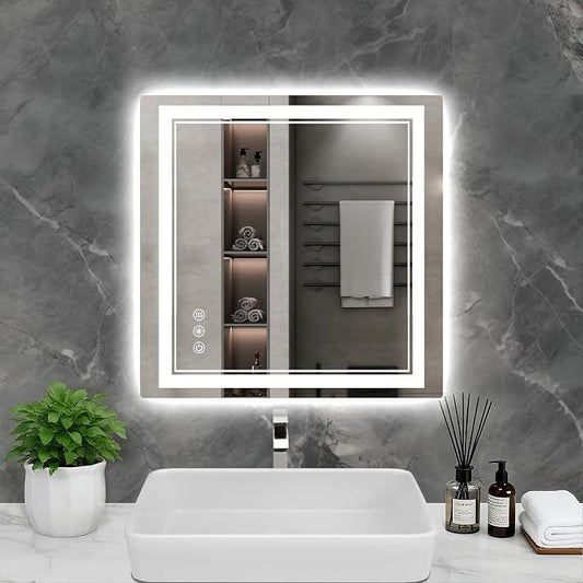 30x30 Inch LED Bathroom Mirror by Wedhouc
