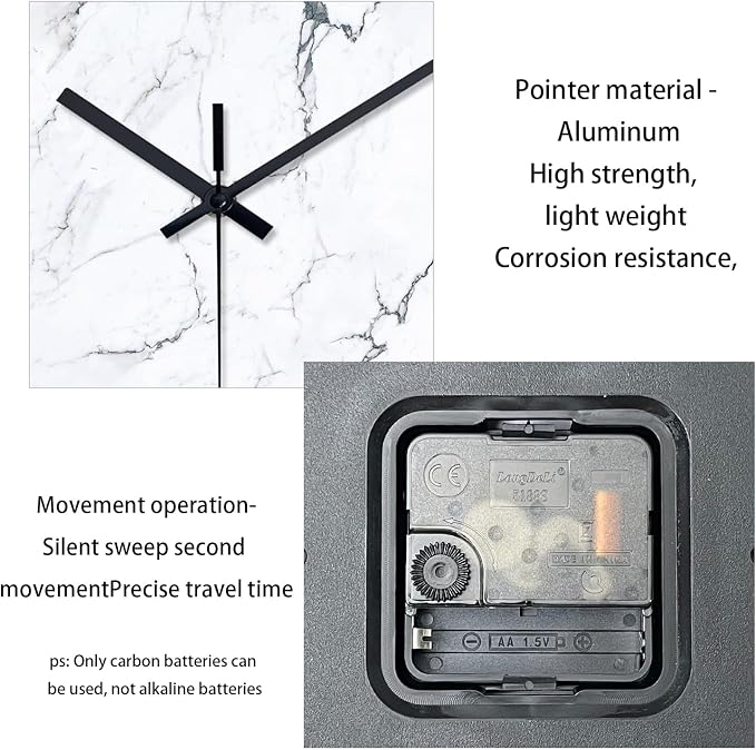 Modern White Marble Glass Wall Clocks Battery Operated 14 Inch Abstract - Image 9