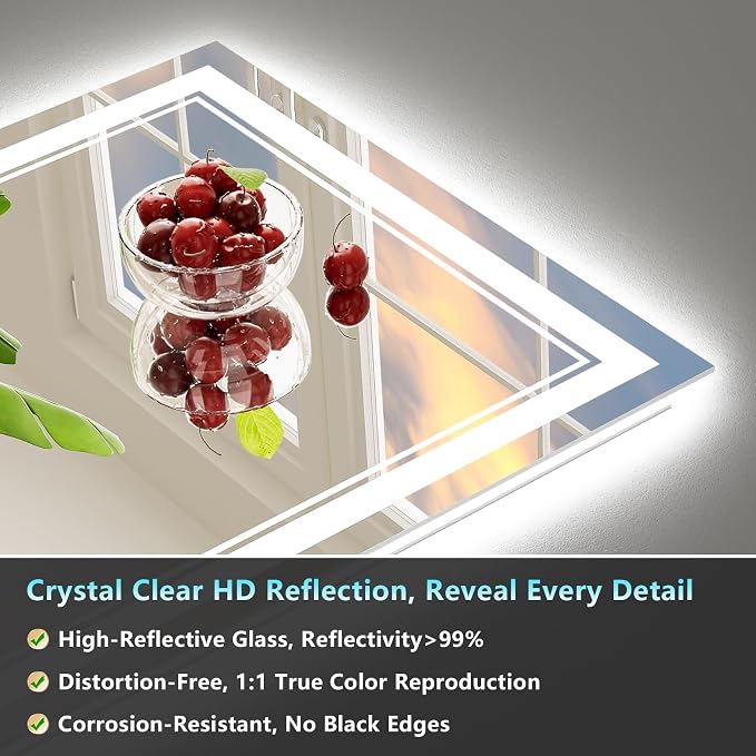 50x36 LED Bathroom Mirror with Lights, Backlit and Front Lit Anti-Fog Lighted - Image 8