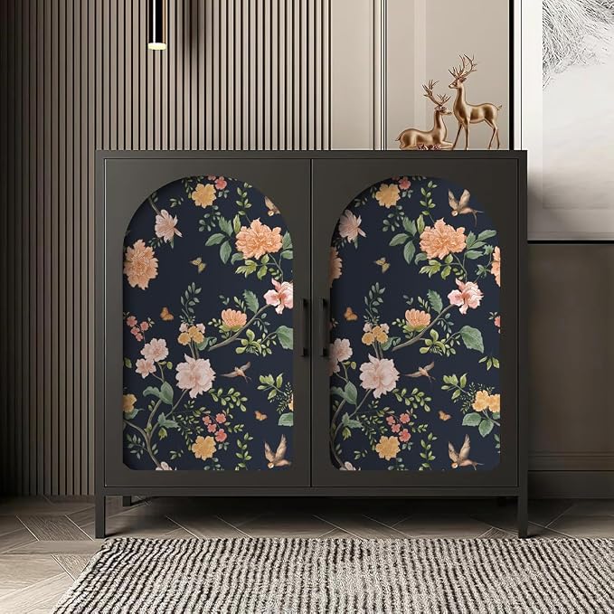 Froluya Dark Blue Floral Peel and Stick Wallpaper Vintage Floral Contact Paper - Image 3