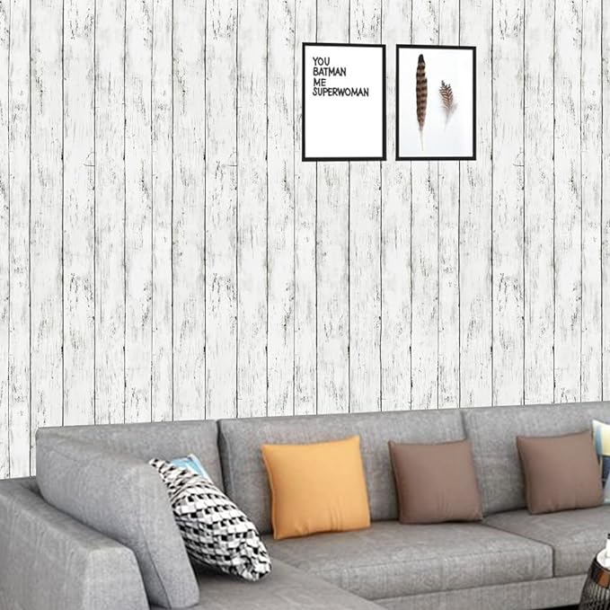 Arthome 17''x120'' White Wood Contact Paper, Peel and Stick Vinyl Wallpaper - Image 3