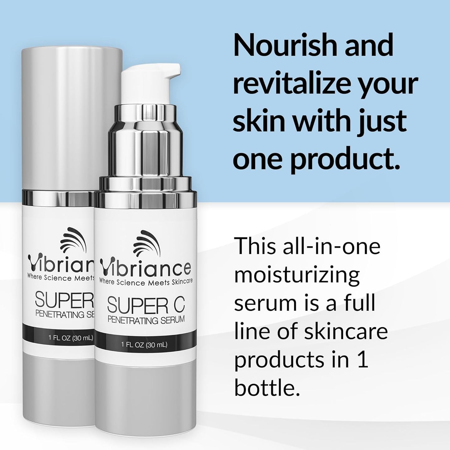 Vibriance Super C Serum for Mature Skin - All-in-One Vitamin Formula Hydrates, Firms, Lifts, Smooths, Targets Age Spots, Wrinkles, 1 fl oz - Pack of 2