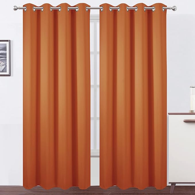 LEMOMO Blackout Curtains 52 x 84 inch/Orange Curtains Set of 2 Panels/Thermal by Lemomo