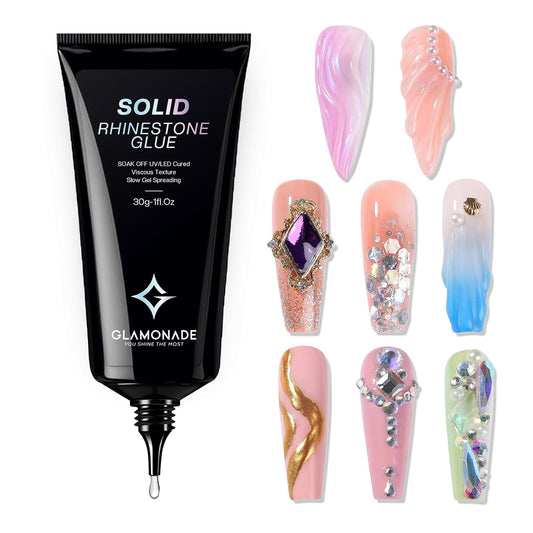 Nail Rhinestone Solid Glue: 30g Super Strong Gel for Nail Gems Charms No Wipe Clear Gel for 3D Nail Art DIY Nail Designs Nail Tech Must Supplies