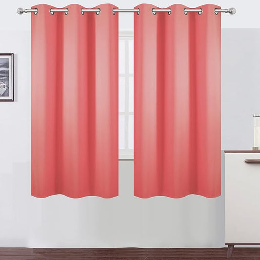 LEMOMO Coral Blackout Curtains 38 x 63 Inch Length/Set of 2 Curtain by Lemomo
