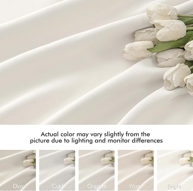 MIULEE Ivory Back Tab Blackout Curtains 120 Inch Long 2 Panels Set - Image 8