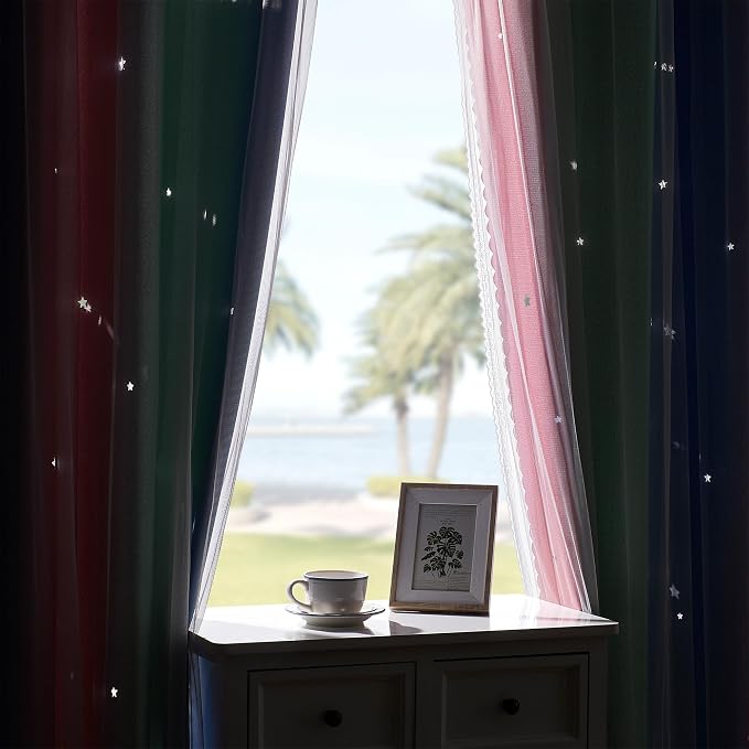 XiDi Curtains for Bedroom Decor, Rainbow Pink GreenBlue34/54/1 - Image 6