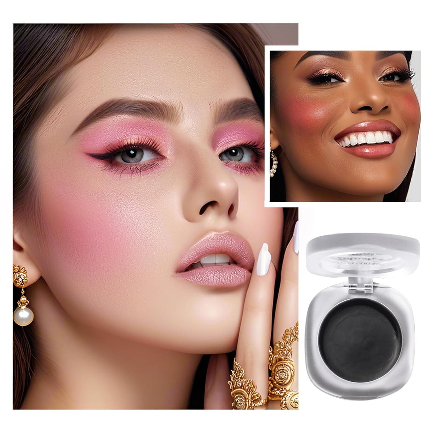 Cream Blush,Color Color Changing Tint,Magic Blush for Cheek & Lip Waterproof Multi-Use Lips and Cheek Tint,Moisturizing Lightweight, Makeup Blush (Black, 1.62 oz)