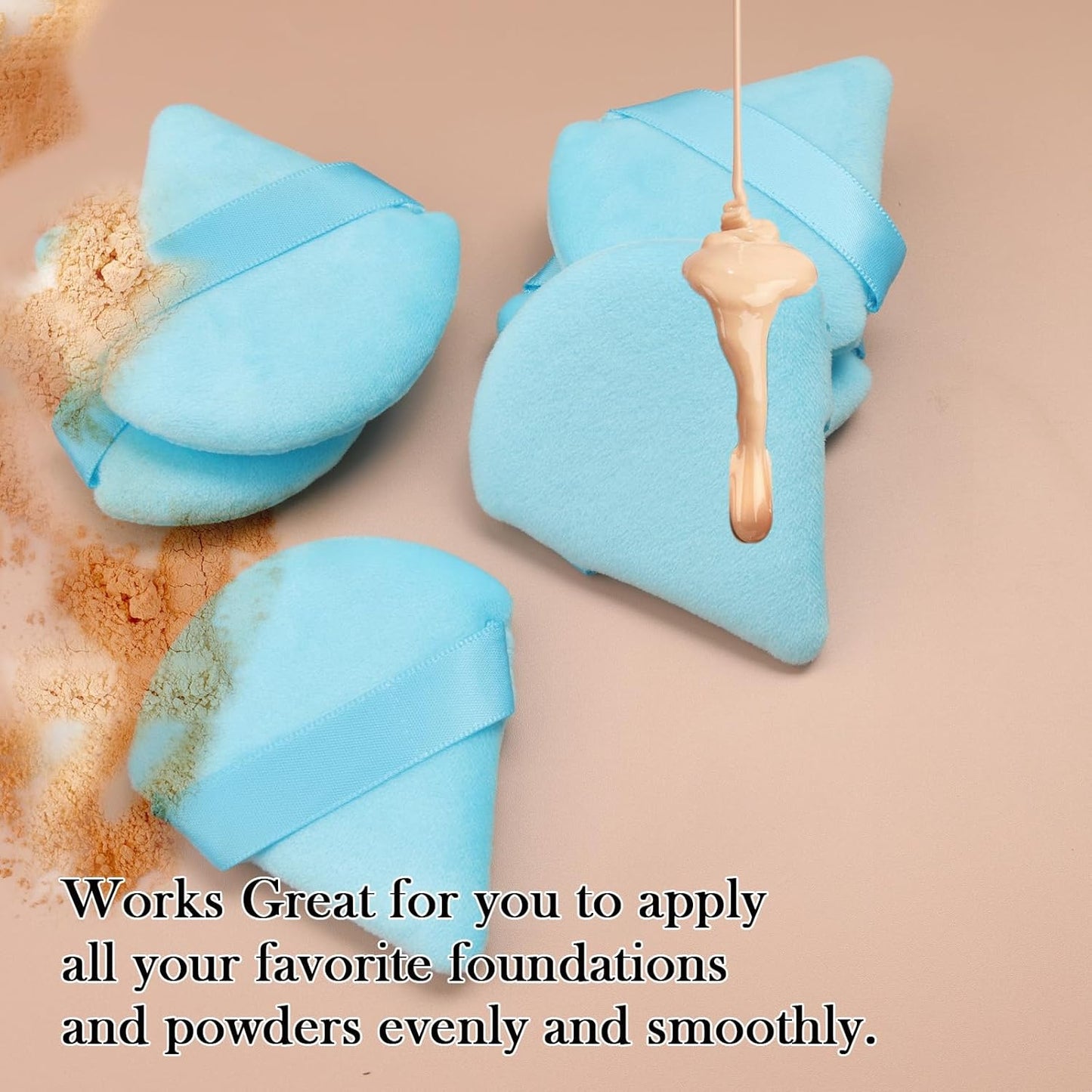 Powder Puff Daubigny 6 PCS Makeup Puff Face Soft Triangle Powder Puffs for Loose Powder Mineral Powder Body Powder Velour Cosmetic Foundation Sponges Blender Beauty Makeup Tools(Blue)