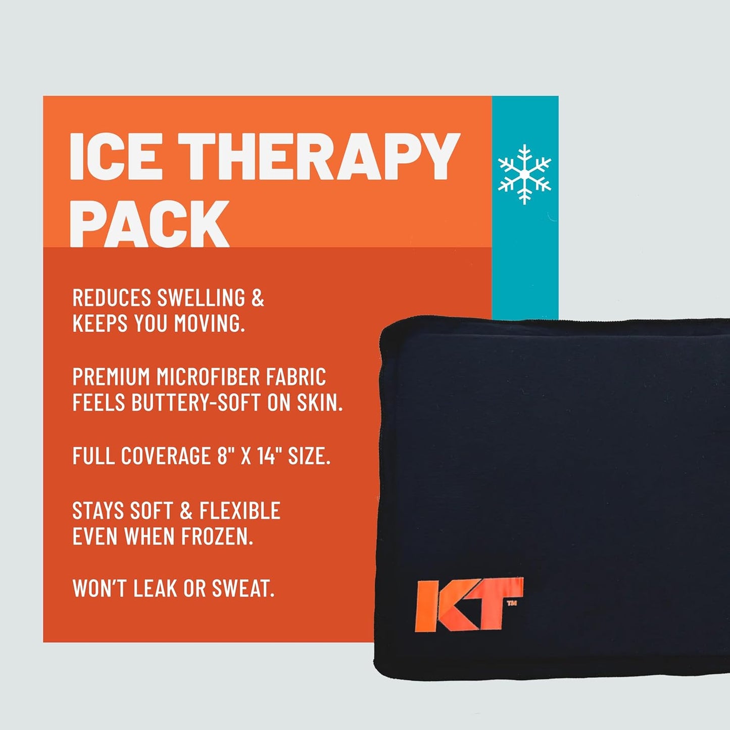 KT Health, Ice Therapy Pack, 8" x 14", Flexible and Comfortable Cooling
