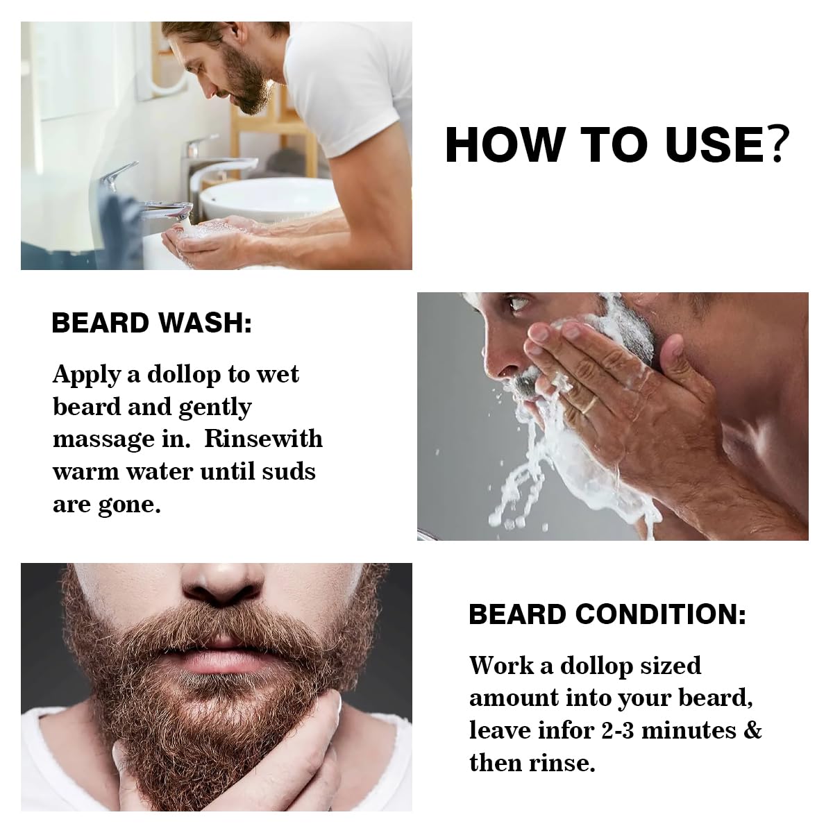 CNNY Beard Wash and Beard Conditioner for Men with Natural Ingredients, Softens and Strengthens, Shampoo for Men, Deep Clean for All Beard Types