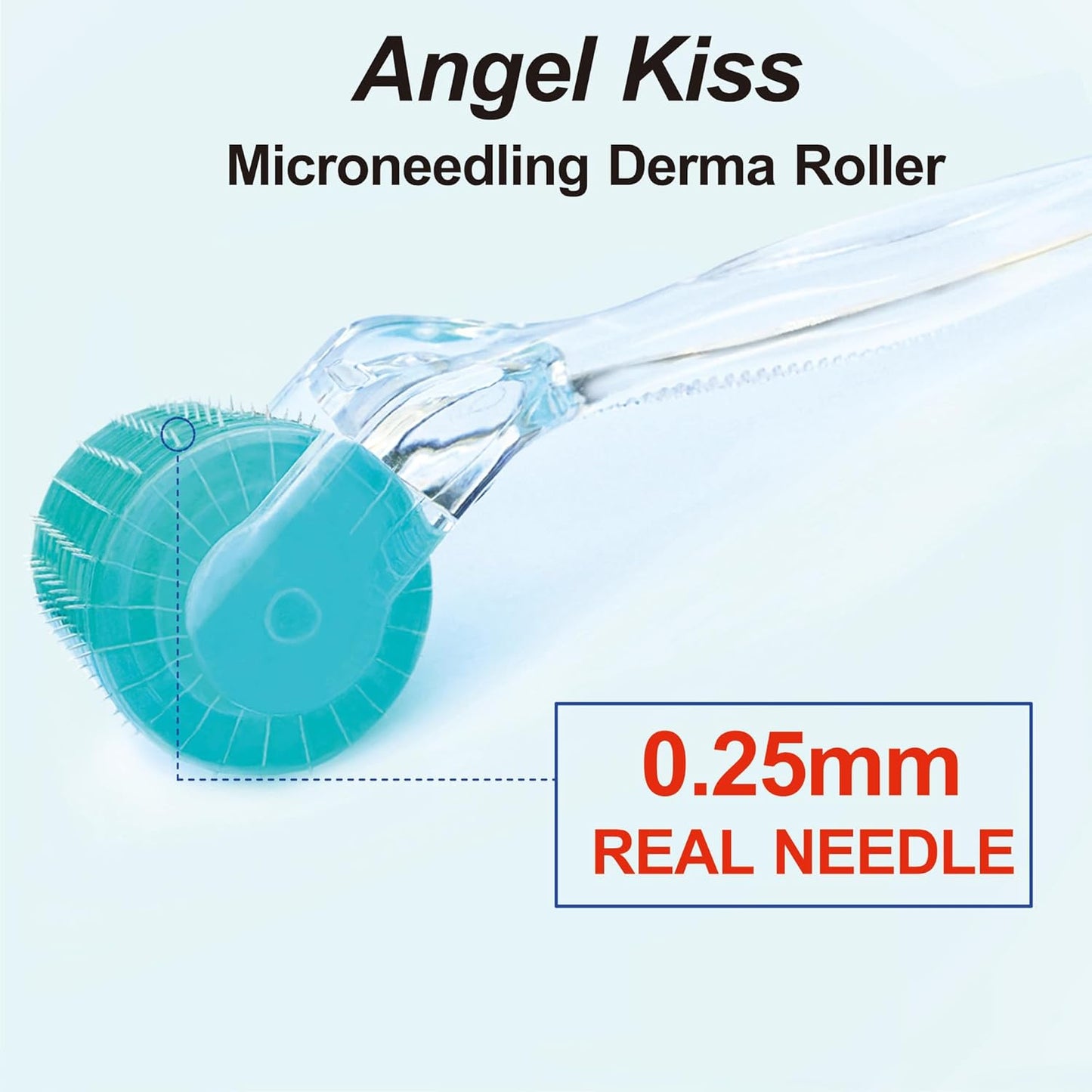 Angel Kiss 192 Derma Roller REAL NEEDLES Microneedling Roller 0.25 mm Stainless Steel Needles - Microneedle Roller for Face - w/Storage Case