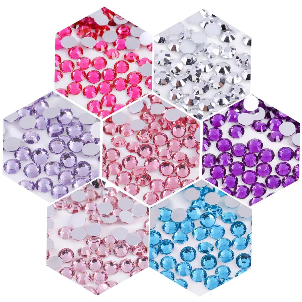 1000 Pieces SS20 5mm Flatback Rhinestones Clear Glass Round Gems Crystals for Nail Art DIY Crafts Clothes Shoes Bags （White）