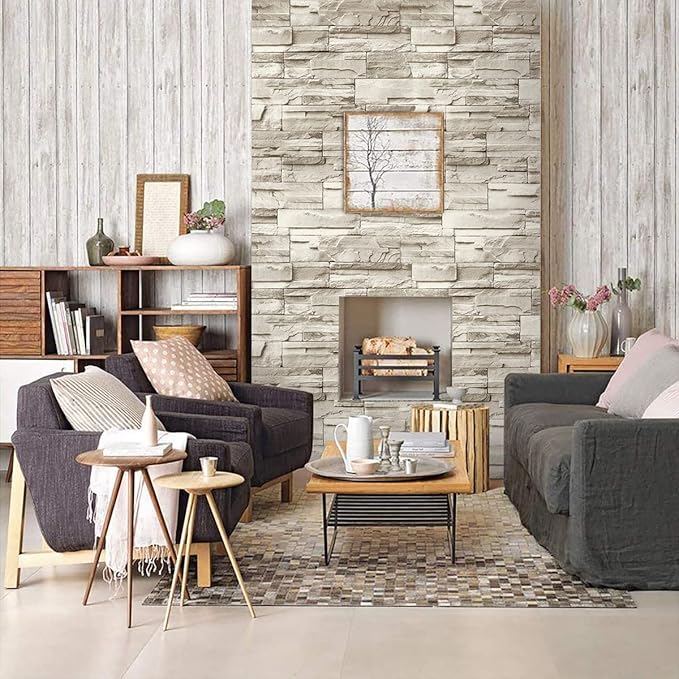 Jeweluck Stone Wallpaper Peel and Stick Brick Wallpaper 17.7”×393.7” Brick - Image 4