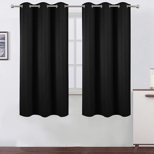 LEMOMO Black Thermal Blackout Curtains/38 x 63 Inch/Set of 2 Panels Room by Lemomo