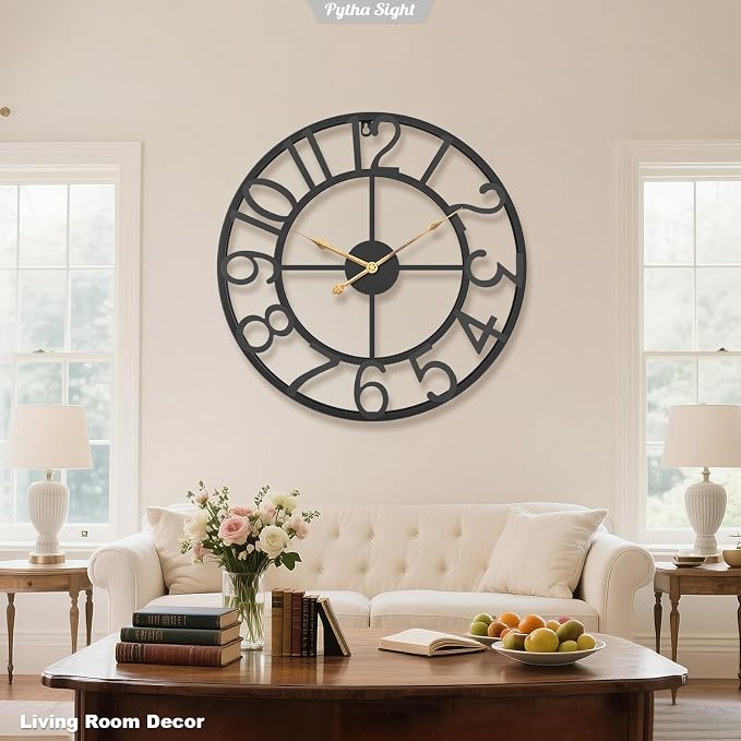Pytha Sight 24 Inch Large Oversized Farmhouse Modern Decorative Wall Clock - Image 4