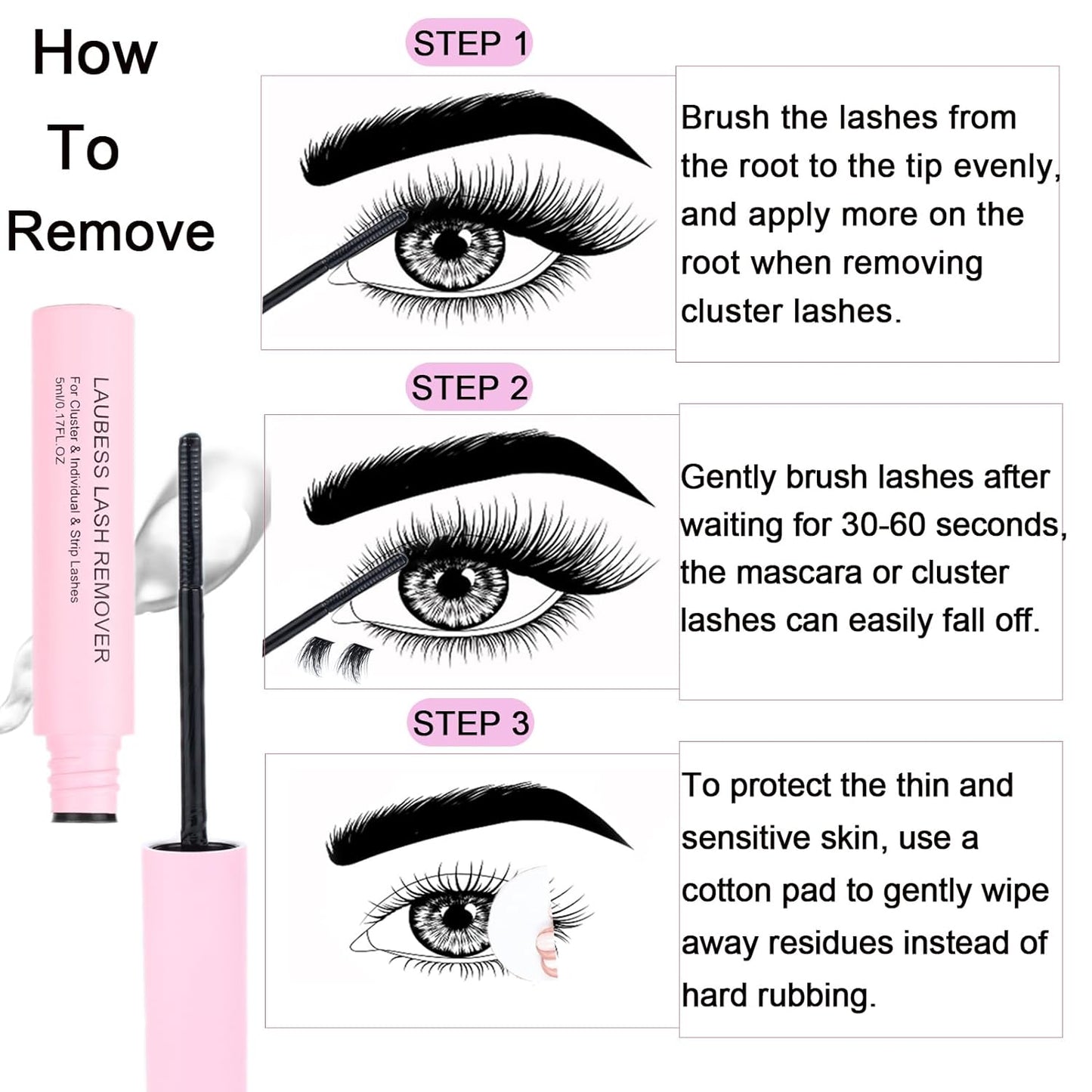 Lash Extension Kit LAUBESS Lash Clusters Kit Cluster Eyelash Extensions Kit Eyelash Clusters Lash Bond and Seal Waterproof Tweezers Brush Lash Glue Remover (Kit 40D-D-Mix14-18)