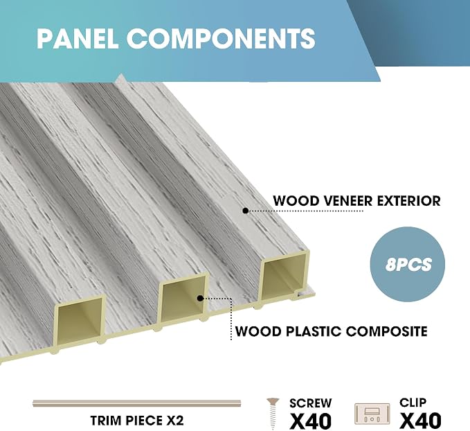 OUZUGIE WPC Acoustic Slat Wall Paneling, Living Room, TV Background, Study Room - Image 4
