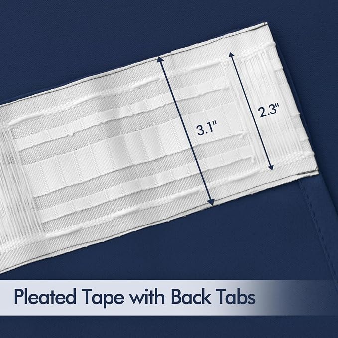 MIULEE Navy Blue Back Tab Blackout Curtains 90 Inches Long 2 Panels Set - Image 4