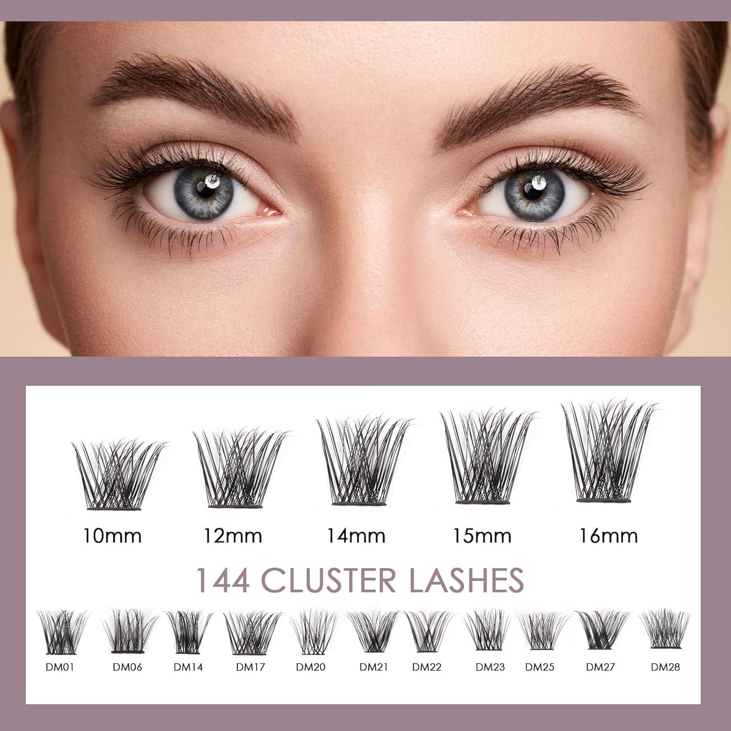 Lash Clusters 144 Pcs Individual Lashes DIY Eyelash Extensions 10-16mm Length Soft Natural False Eyelashes Thin Band Lash Extension Kit for Makeup at Home - OP17