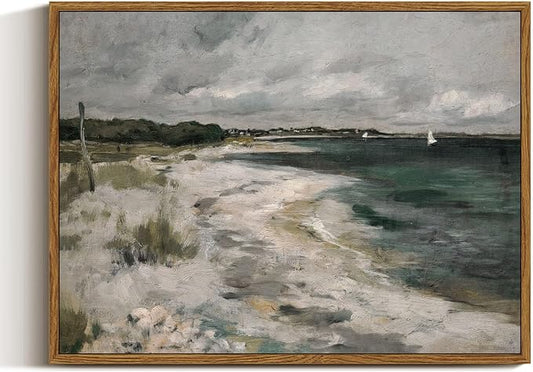 InSimSea Framed Canvas Wall Art Vintage Decor, Coastal Wall Art Living Room by InSimSeaArt