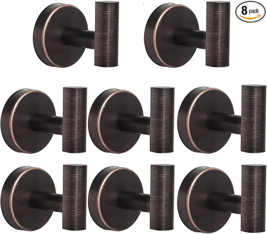 8 Pcs Bathroom Robe Towel Hooks Coat Wall Hook Stainless Steel Heavy Duty Door by Homagic