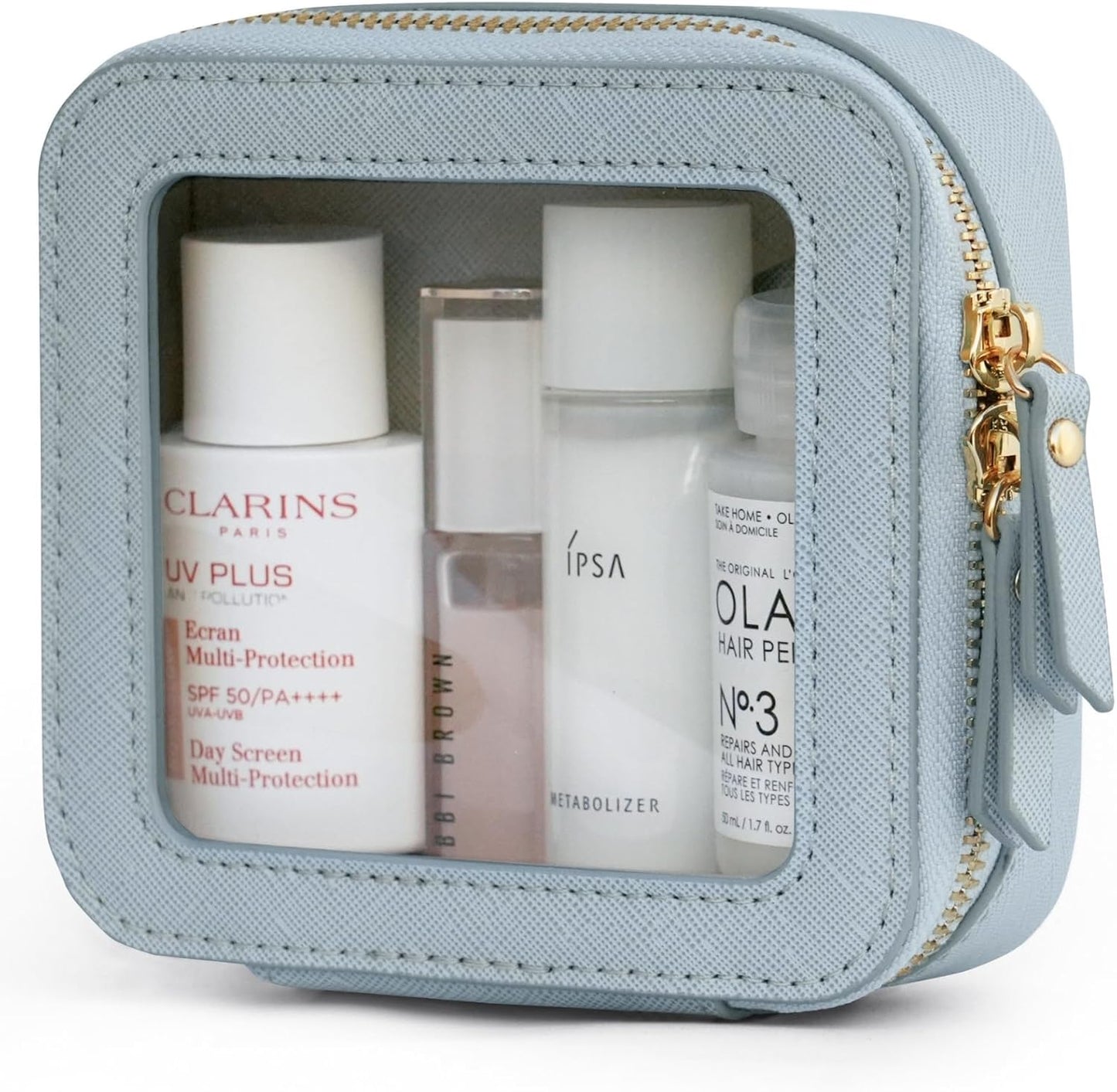 Popvibe Clear Makeup Bag Travel Cosmetic Case Transparent Toiletry Bag with Zipper, Portable Make Up Organizer Traveling Compact Car Bag for Essentials