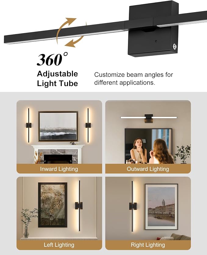 8000mAh Battery Operated Wall Sconce Set of 2, 3000K-6000K Dimmable - Image 4