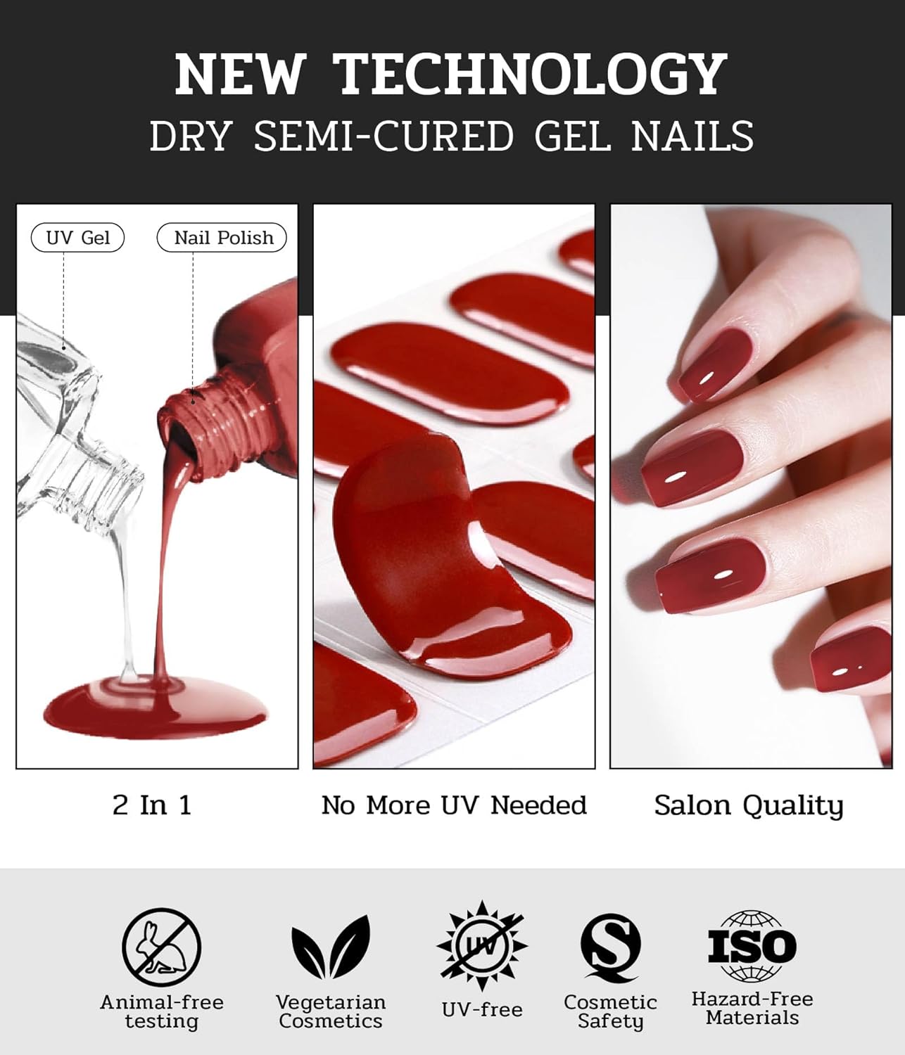 Nail Polish Strips - 22 Pcs Salon Quality Gel Nail Stickers - Long Lasting Wraps (Pink Reverie)