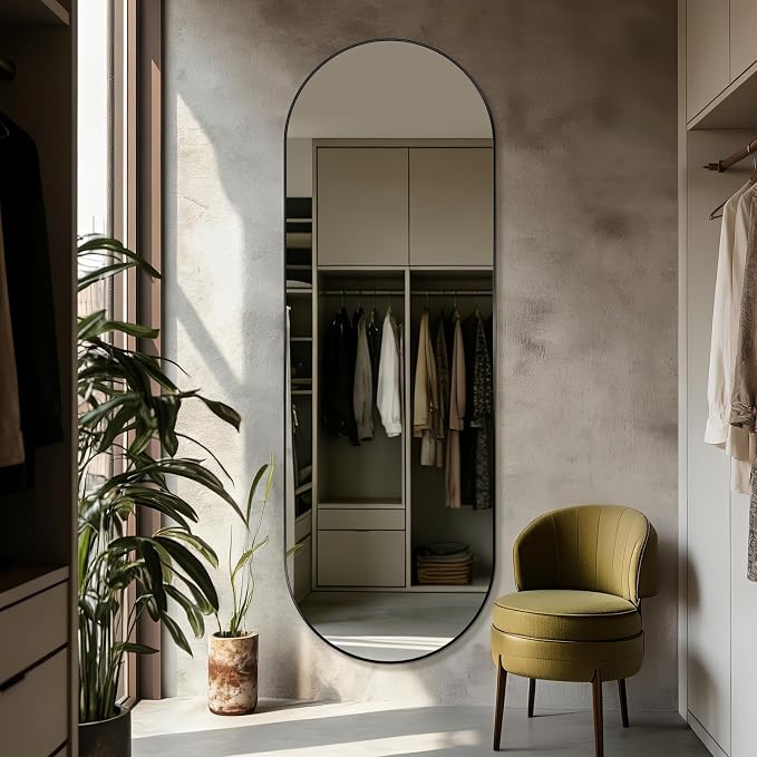Oval Full Length Mirror, Ultra-Clear Explosion-Proof Dressing Mirror, Simple by TheiaMo