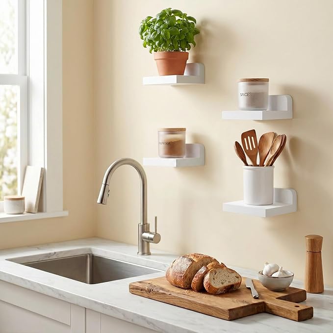 Fixwal Small Shelf for Wall, Rustic Wood Floating Wall Mounted Shelves for - Image 5