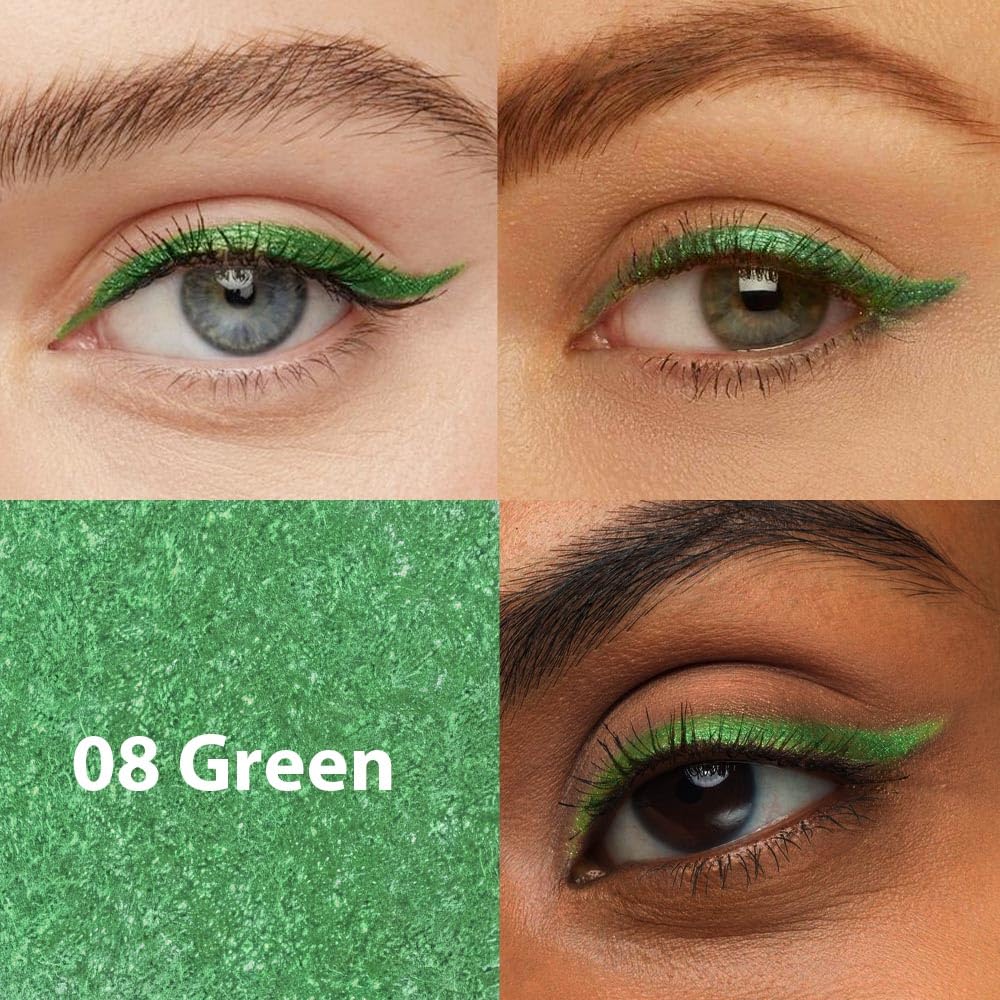 evpct 1Pcs Green Color Gel Glitter Eyeliner Pencils Set for Women Waterline Waterproof Smudge Proof lapiz de ojos delineador de ojos contra el agua Eye Liner Makeup,08# Green