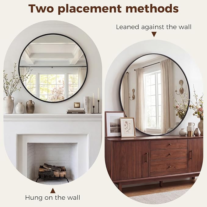 NEWBULIG 24 Inch Round Wall Mirror, Bathroom Mirror - Image 5