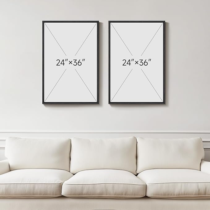 Large Framed Green Abstract Wall Art, 2 Piece Modern Canvas Prints Paintings - Image 3