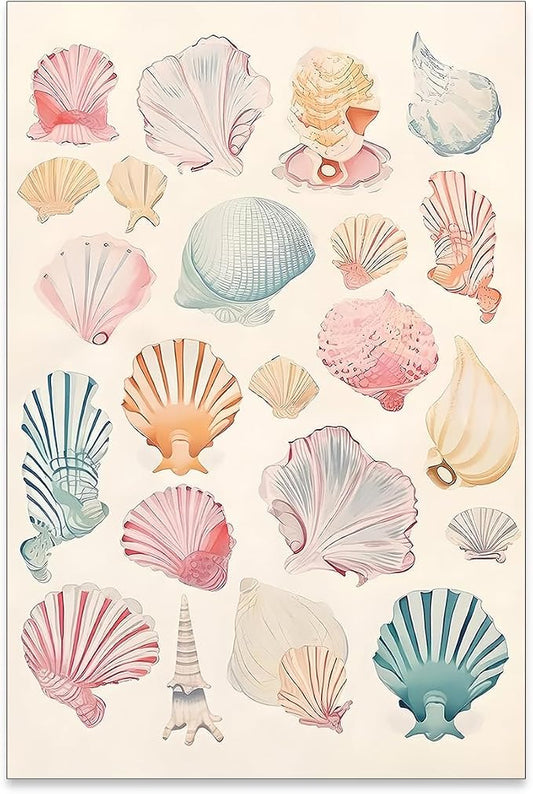 Pink Seashell Posters Coastal Cowgirl Canvas Wall Art Beach House Starfish by Unknown
