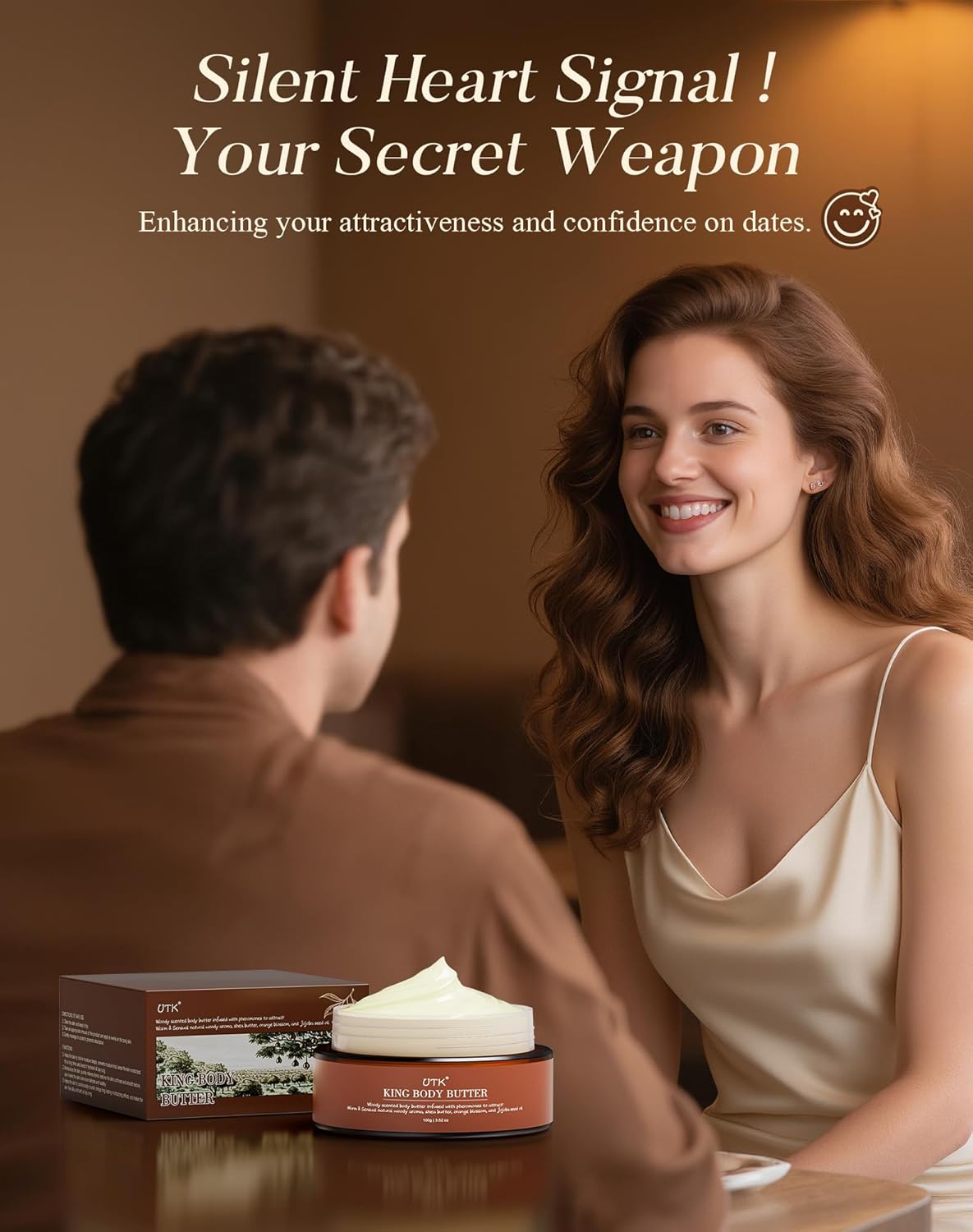 King Body Butter for Men, Mixed Woody Fragrance & Orange Blossom, Warm and Sensual Scent, Organic Shea & Jojoba Seed Oil, Moisturizing Formula with All-Day Fragrance,3.52oz, Enhance Attractiveness