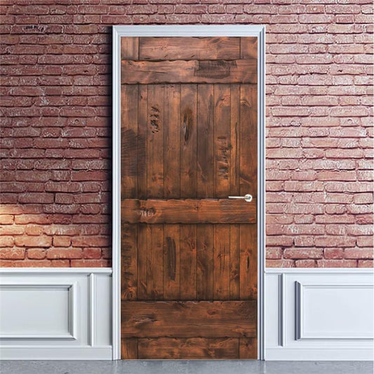 Removable Door Mural Decal, Self-Adhesive Wooden Door Wallpaper, Peel & Stick by DEKMILE