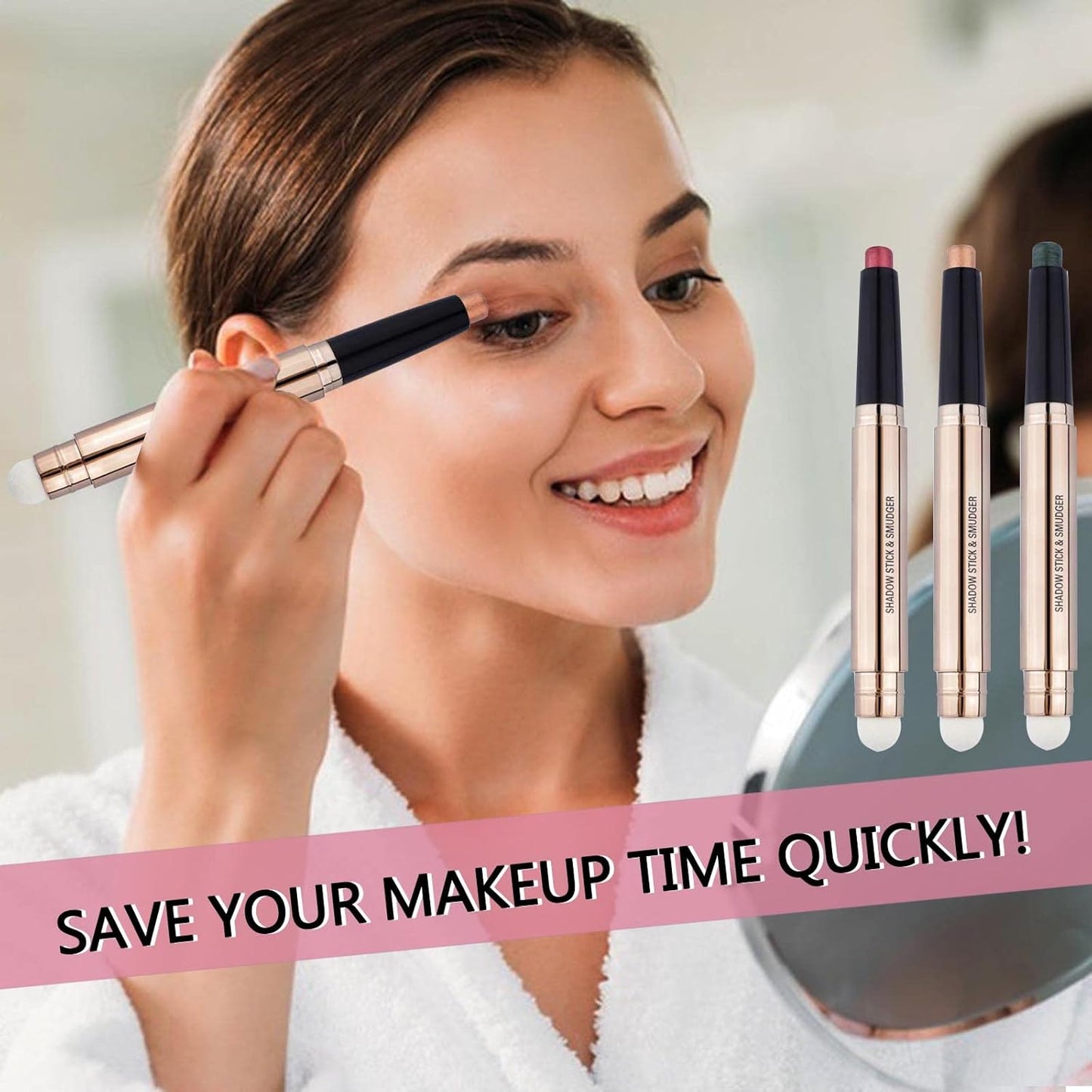 Rose Red Shimmer Eyeshadow Stick Makeup, Smooth Cream shimmer Glitter Eyeshadow Pencil Long Lasting Waterproof Eye Shadow Highlighter Makeup, Hypoallerge(Light rose red shimmer 06)