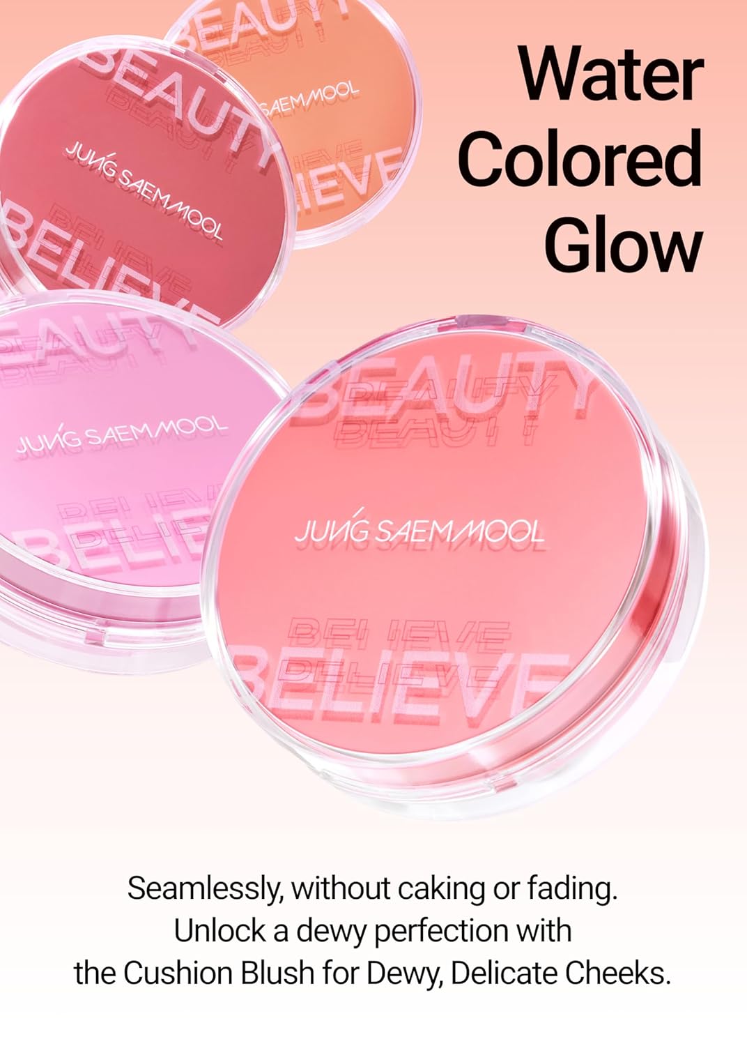 JUNGSAEMMOOL Artist Cushion Blush (Coral Halo) | Easy to Blend, Lightweight, Hydrating Korean Makeup Cushion Blush for Dewy & Glowing Cheeks