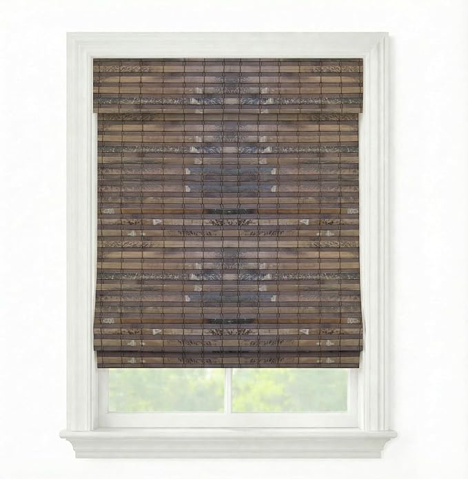 Cordless Woven Wood Roman Shades, 38W x 60H, Hatteras Cocoa, Sizes 20-72 Wide by FirstRateBlinds